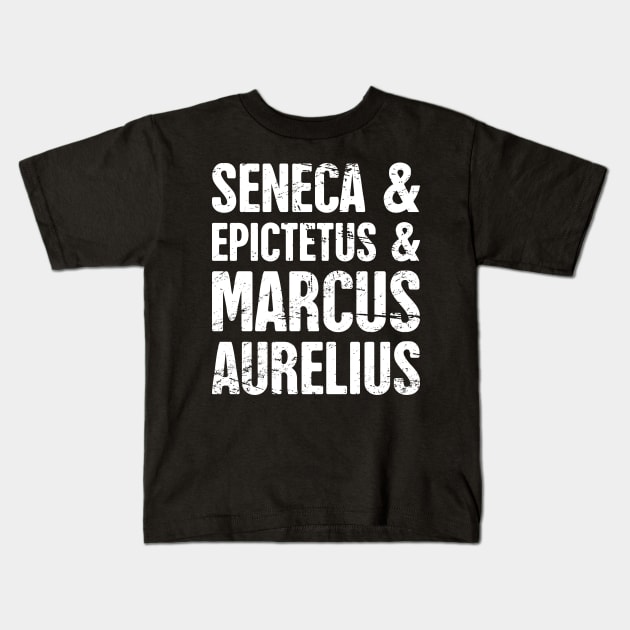 Famous Stoics | Stoicism Design Kids T-Shirt by Wizardmode